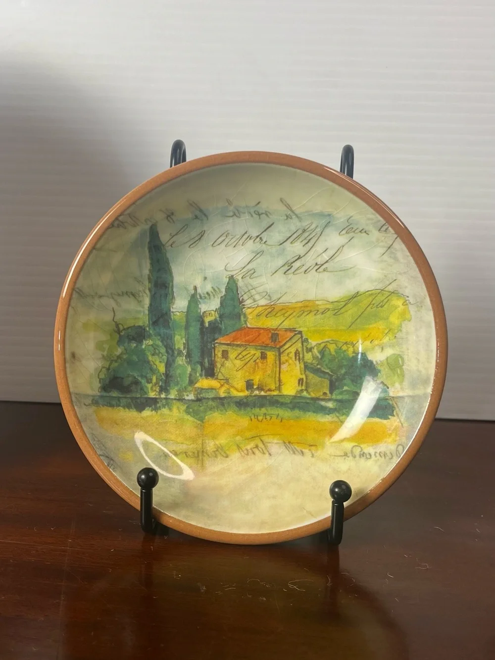 Paysage Salad/Dessert Plate With Dipping Bowl By artist Marc Lacaze